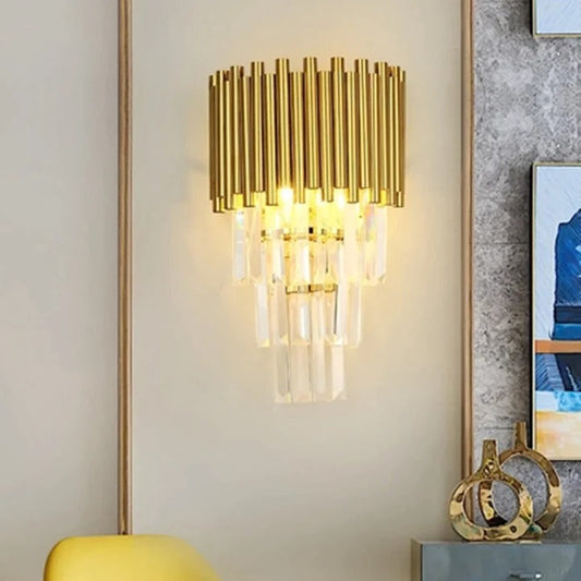 Aplica Zemrahome, Model QS777/2, Textura Cristal, Metal, 2 x E27, Auriu