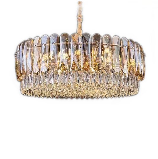 Candelabru Zemrahome, Model H98047-500, Textura Cristal, Metal, 6 X E27, Auriu