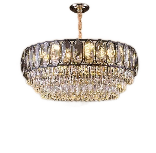 Candelabru Zemrahome, Model H98048-500, Textura Cristal, Metal, 6 X E27, Auriu