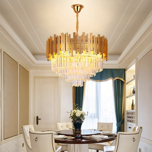 Candelabru Zemrahome, Model WL339/500, Textura Cristal, Metal, 8 X E27, Auriu