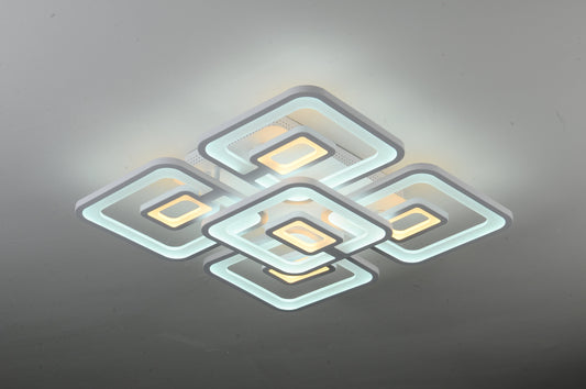 Lustra LED Zemrahome, Model M025/4+1, cu Telecomanda, 3 Tipuri de Lumina, Intensitate Reglabila, 250W, Alb