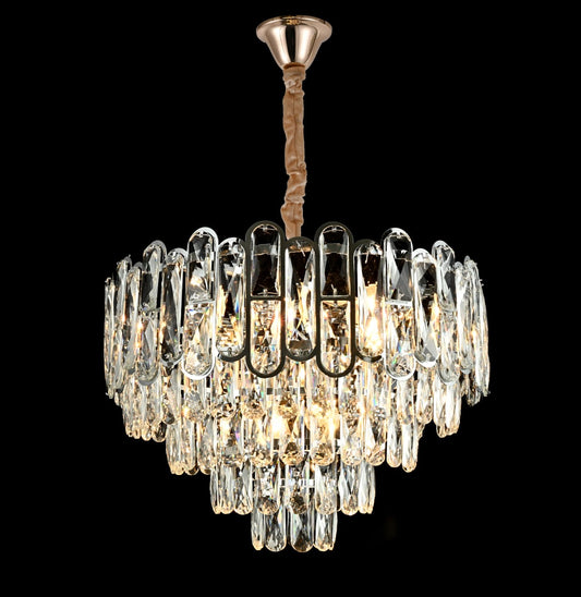 Candelabru Zemrahome, Model 7001, Textura Cristal, Metal, 8 x E27, Auriu