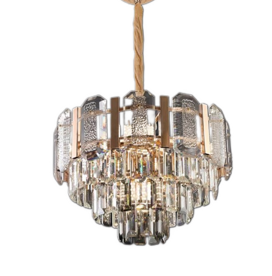 Candelabru Zemrahome, Model H98031-500, Textura Cristal, Metal, 8 x E27, Auriu