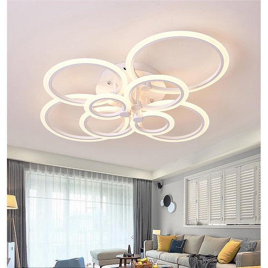 Lustra LED Zemrahome, Model K38/8, cu Telecomanda, 3 Tipuri de Lumina, Intensitate Reglabila, 250W, Alb