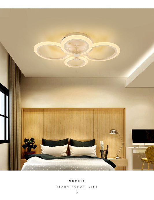 Lustra LED Zemrahome, Model M003-4, cu Telecomanda, 3 Tipuri de Lumina, Intensitate Reglabila, 80W, Alb