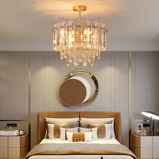 Candelabru Zemrahome, Model H98059/400, Textura Cristal, Metal, 5 X E27, Auriu