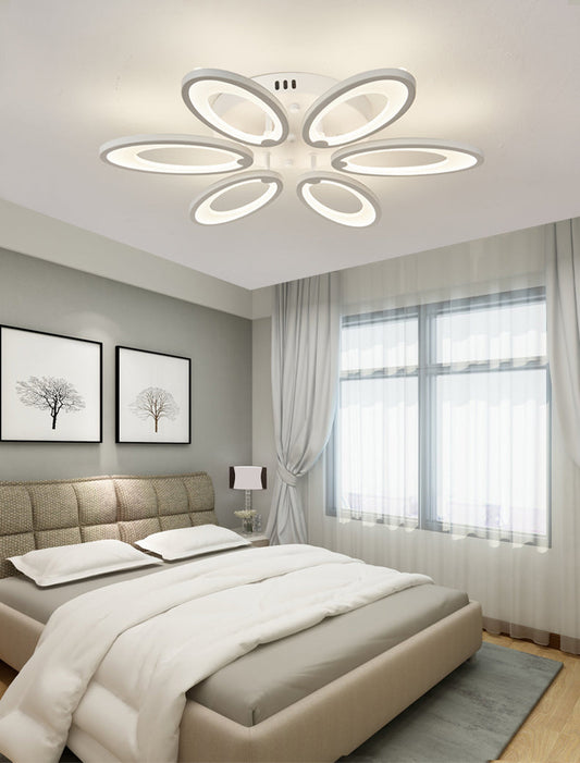 Lustra LED Zemrahome, Model M003/6, cu Telecomanda, 3 Tipuri de Lumina, Intensitate Reglabila, 132W, Alb