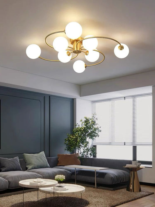 Lustra Zemrahome, Model 1206/8, Cu 8 Abajururi, 8 X G9, Auriu/Alb