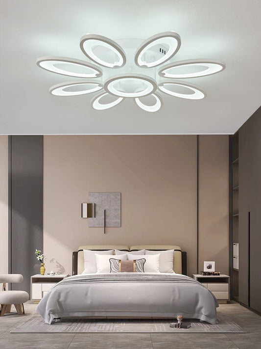 Lustra LED Zemrahome, Model M003/8+1, cu Telecomanda, 3 Tipuri de Lumina, Intensitate Reglabila, 200W, Alb