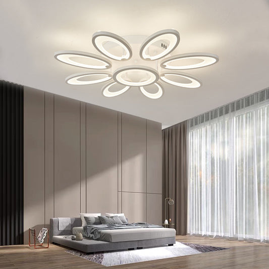Lustra LED Zemrahome, Model M003/8+1, cu Telecomanda, 3 Tipuri de Lumina, Intensitate Reglabila, 200W, Alb
