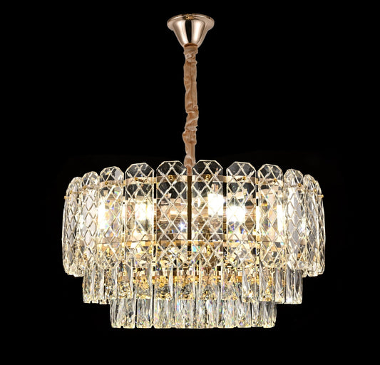 Candelabru Zemrahome, Model H98046-600, Textura Cristal, Metal, 10 x E27, Auriu