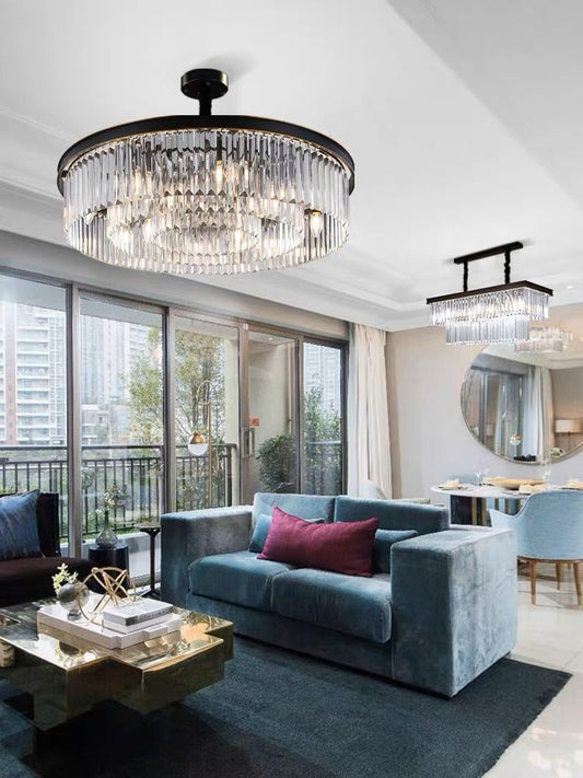 Candelabru Zemrahome, Model H98134/400, Textura Cristal, Metal, 6 X E14, Negru