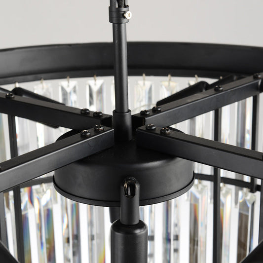 Candelabru Zemrahome, Model H2066/600, Textura Cristal, Metal, 8 x E27, Negru/Gri