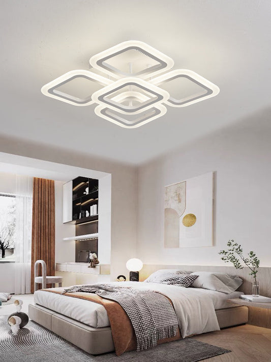Lustra LED Zemrahome, Model R9174/4+1, cu Telecomanda, 3 Tipuri de Lumina, Intensitate Reglabila, 59W, Alb