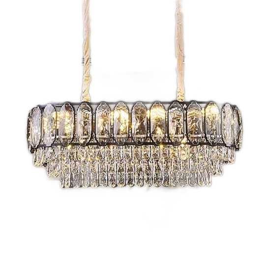 Candelabru Zemrahome, Model H98048-300x800, Textura Cristal, Metal, 8 X E27, Auriu/Negru