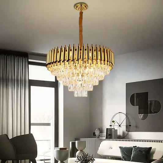 Candelabru Zemrahome, Model S89001/500, Textura Cristal, Metal, 8 X E27, Auriu