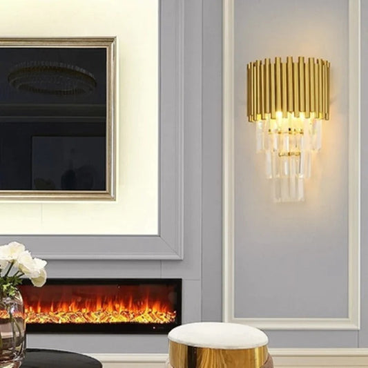 Aplica Zemrahome, Model QS777/2, Textura Cristal, Metal, 2 x E27, Auriu