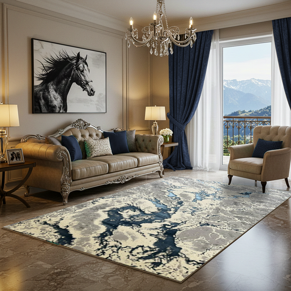 Covor Royal ,Zeugma , Albastru  Regal, Living, Dormitor, Modern