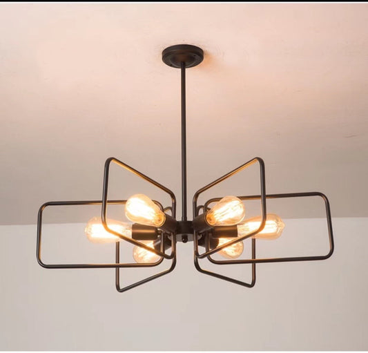 Lustra Zemrahome, Model 9938, cu 6 Abajururi, 6 x E27, Negru