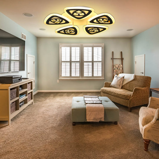 Lustra LED Zemrahome, Model C12/5, cu Telecomanda, 3 Tipuri de Lumina, Intensitate Reglabila, 100W, Alb