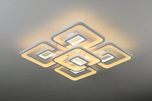 Lustra LED Zemrahome, Model M025/4+1, cu Telecomanda, 3 Tipuri de Lumina, Intensitate Reglabila, 250W, Alb