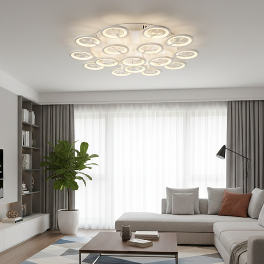 Lustra LED Zemrahome, Model K27/16, cu Telecomanda, 3 Tipuri de Lumina, Intensitate Reglabila, 280W, Alb