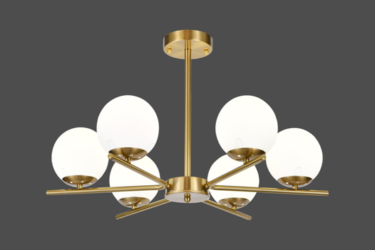 Lustra Zemrahome, Model F0015/6, Cu Abajururi, 6 X E27, Auriu