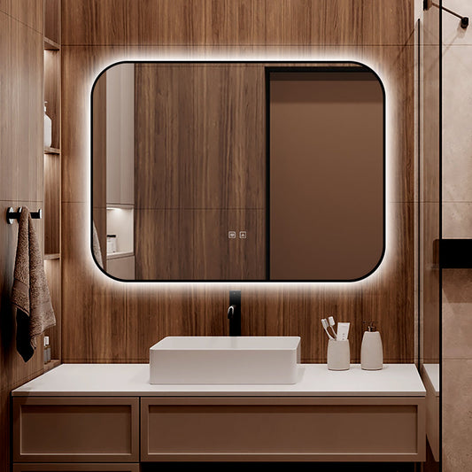 Oglinda LED Si Touch, Cu Functie Dezaburire, Rama Negru, 80 x 60 cm, J187-8060 Smack