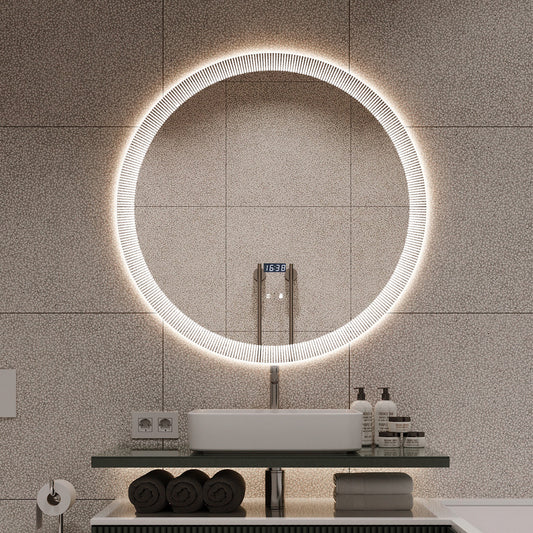 Oglinda LED si Touch, cu Functie Dezaburire si Ceas, 3 Tipuri De Lumina, 70 cm, J191 Smack