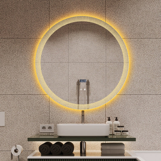 Oglinda LED si Touch, cu Functie Dezaburire si Ceas, 3 Tipuri De Lumina, 70 cm, J191 Smack