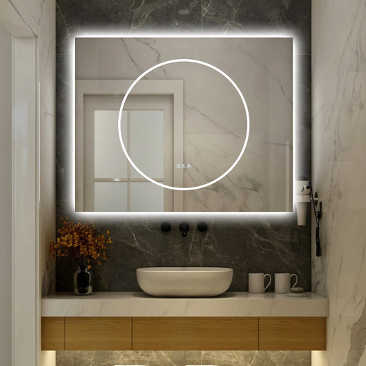 Oglinda LED Si Touch, Cu Functie Dezaburire, 3 Tipuri de Lumina, 100 X 80 Cm, J193-10080 Smack