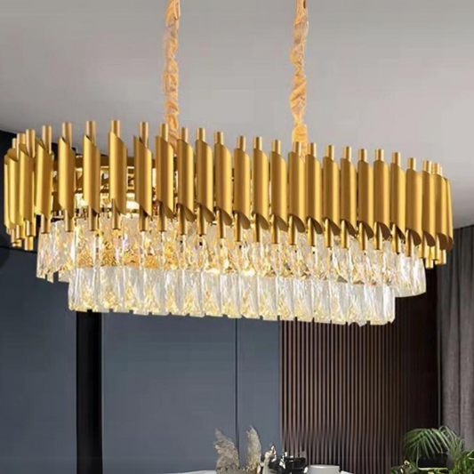 Candelabru Zemrahome, Model S89001/800*300, Textura Cristal, Metal, 8 x E27, Auriu