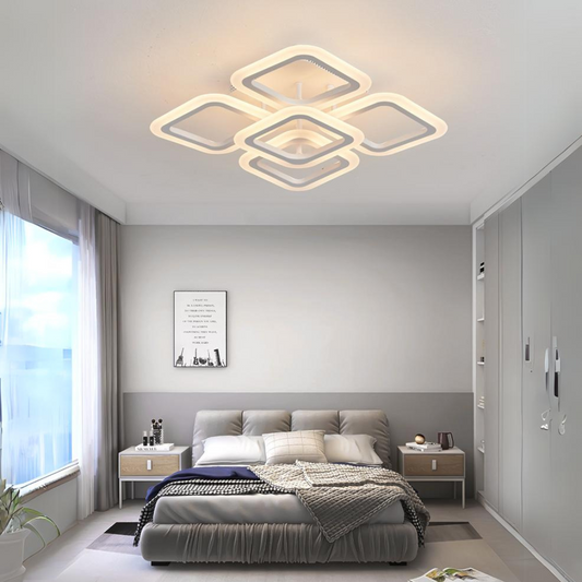 Lustra LED Zemrahome, Model R9174/4+1, cu Telecomanda, 3 Tipuri de Lumina, Intensitate Reglabila, 59W, Alb