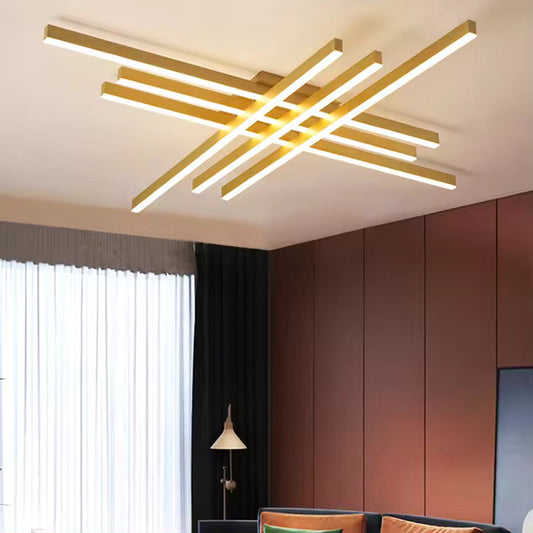 Lustra LED Zemrahome, Model R9112/6, Cu Telecomanda, 3 Tipuri De Lumina, Intensitate Reglabila, 146W, Auriu