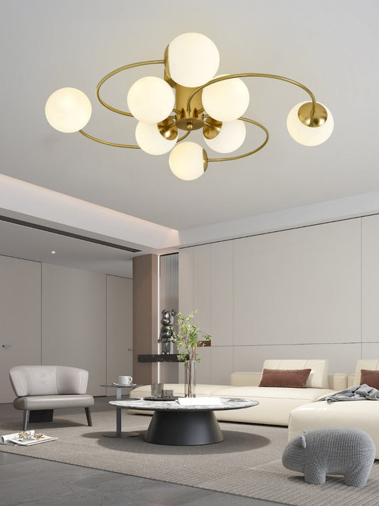 Lustra Zemrahome, Model 1206/8, Cu 8 Abajururi, 8 X G9, Auriu/Alb