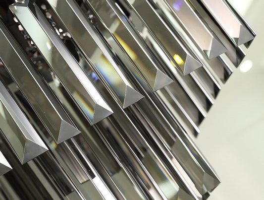 Candelabru Zemrahome, Model H2066/800*300, Textura Cristal, Metal, 8 x E27, Negru/Gri