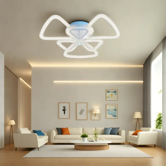 Lustra LED Zemrahome, Model R9118/3+3, Cu Telecomanda, 3 Tipuri De Lumina Plus Lumina RGB, Intensitate Reglabila, 71W, Alb