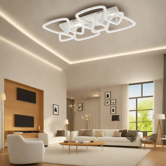Lustra LED Zemrahome, Model R9118/8, Cu Telecomanda, 3 Tipuri De Lumina, Intensitate Reglabila, 93W, Alb
