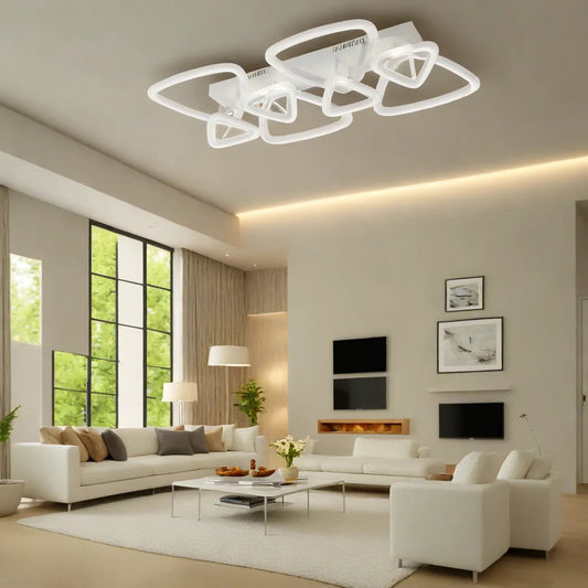 Lustra LED Zemrahome, Model R9118/8, Cu Telecomanda, 3 Tipuri De Lumina, Intensitate Reglabila, 93W, Alb