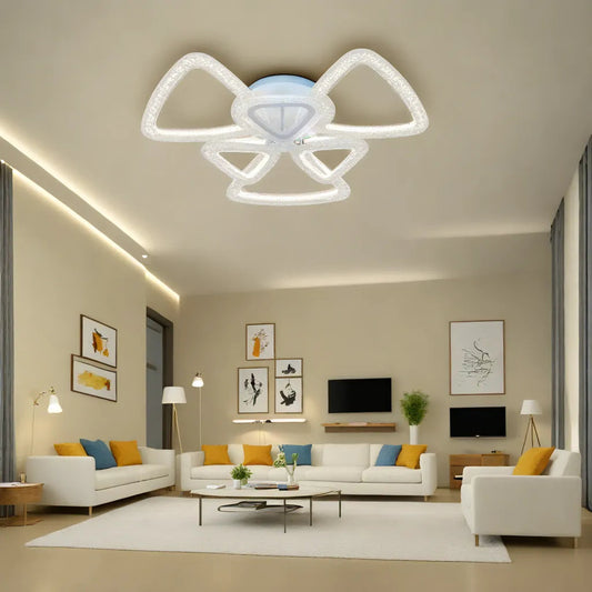 Lustra LED Zemrahome, Model R9118/3+3, Cu Telecomanda, 3 Tipuri De Lumina Plus Lumina RGB, Intensitate Reglabila, 71W, Alb