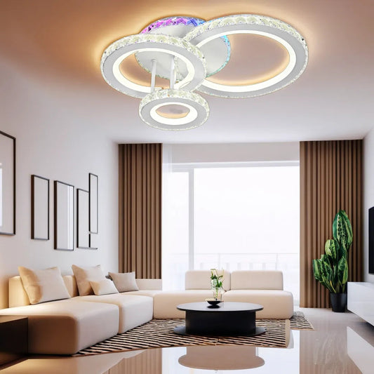 Lustra LED Zemrahome, Model R9099-3, Cu Telecomanda, 3 Tipuri De Lumina Plus Lumina RGB, Intensitate Reglabila, 67W, Alb