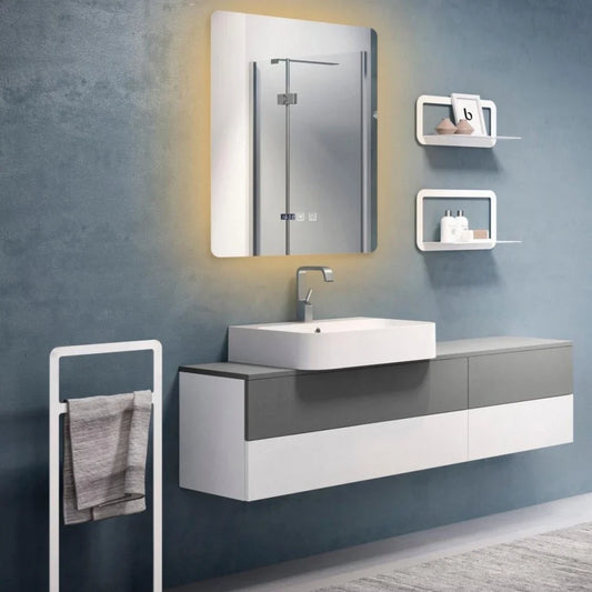 Oglinda LED si Touch, cu Functie Dezaburire si Ceas, 3 Tipuri De Lumina, 60x80 cm, J174-6080 Smack