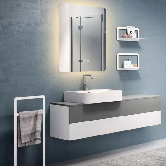 Oglinda LED si Touch, cu Functie Dezaburire si Ceas, 3 Tipuri De Lumina, 60x80 cm, J174-6080 Smack