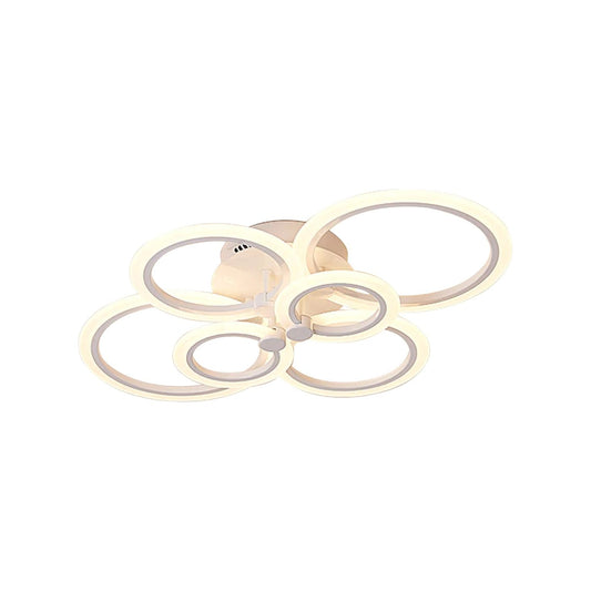 Lustra LED Zemrahome, Model M003-6, cu Telecomanda, 3 Tipuri de Lumina, Intensitate Reglabila, 81W, Alb