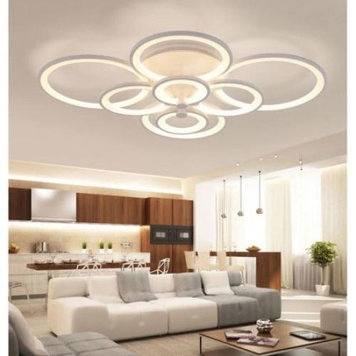 Lustra LED Zemrahome, Model K38-8, cu Telecomanda, 3 Tipuri de Lumina, Intensitate Reglabila, 250W, Alb